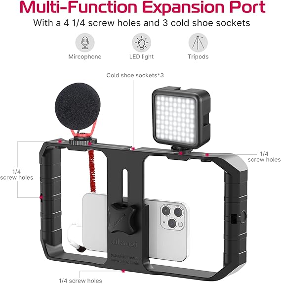 ULANZI U Rig Pro Smartphone Video Rig, Filmmaking Case, Phone Video Stabilizer Grip Tripod Mount for Video Maker Film Maker Video Grapher for iPhone Xs XS Max XR iPhone X 8 Plus Samsung ULANZI U Rig Pro Smartphone Video Rig, Filmmaking Case, Phone Video Stabilizer Grip Tripod Mount for Video Maker Film Maker Video Grapher for iPhone Xs XS Max XR iPhone X 8 Plus Samsung